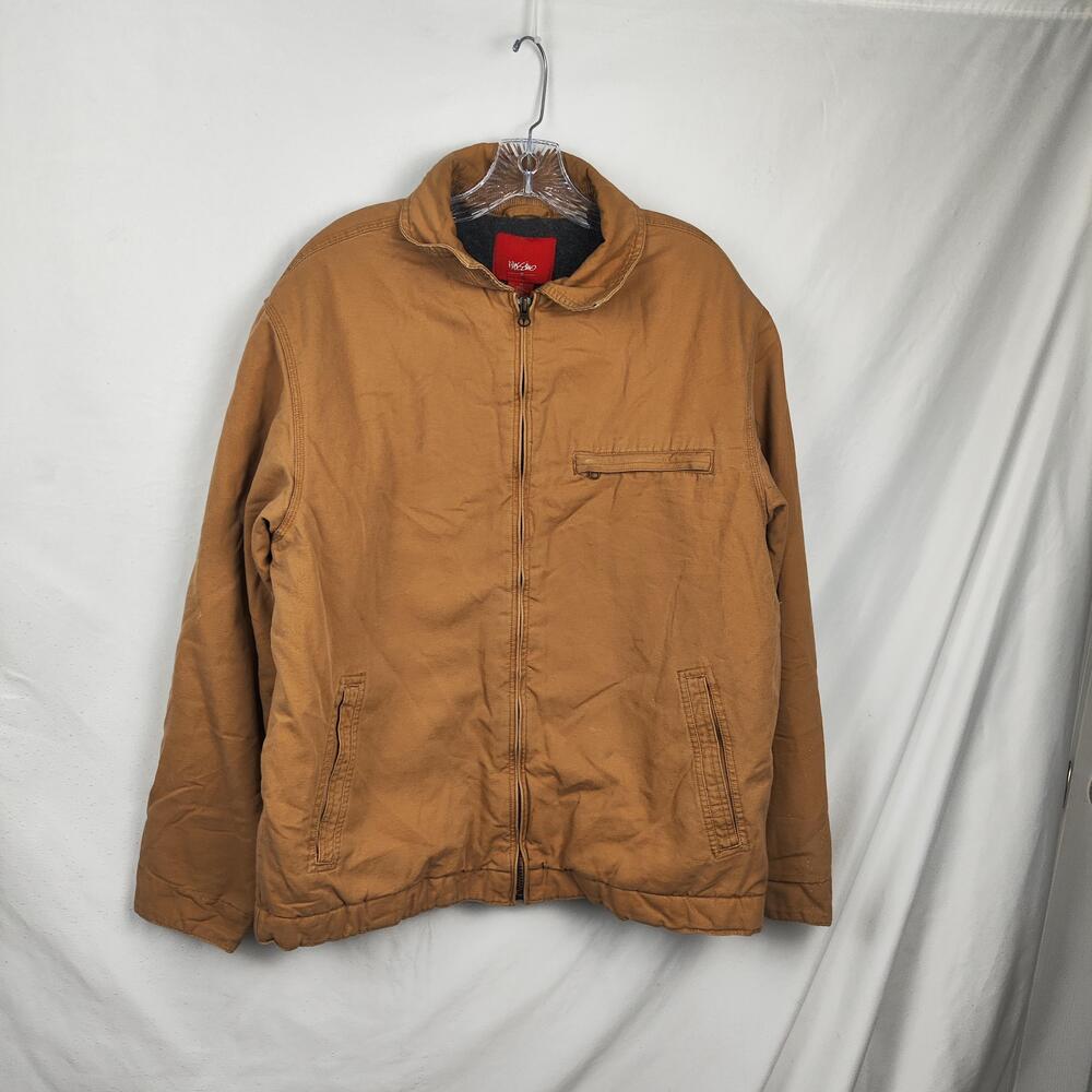 Mossimo Jacket Mens Medium Brown Canvas Bomber Full Zip Lined Workwear Insulated